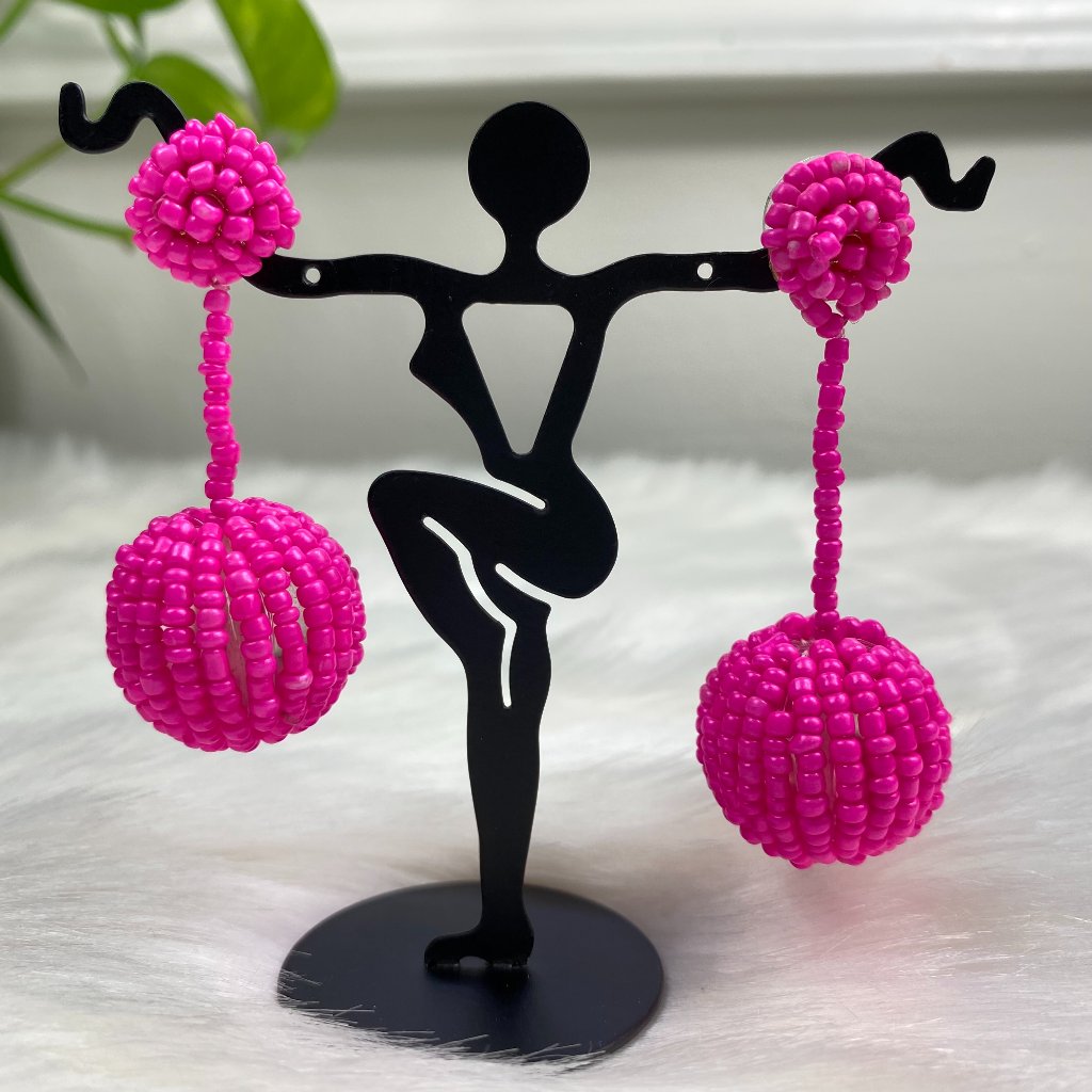 Sugarfix Pink Beaded Dangle & Drop Pierced Earrings